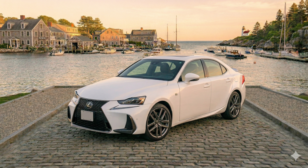 Luxury car rental in New Hampshire parked for a wedding day arrival
